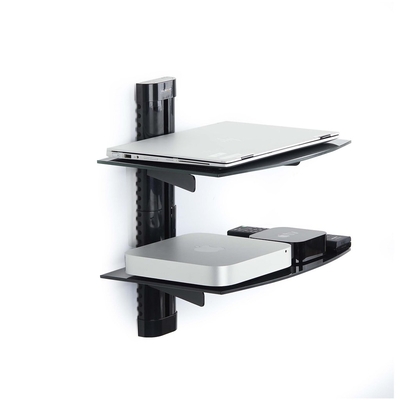 Product Βάση StarTech Dual Floating Wall-Mounted Adjustable For Under TV, Black Tempered Glass base image