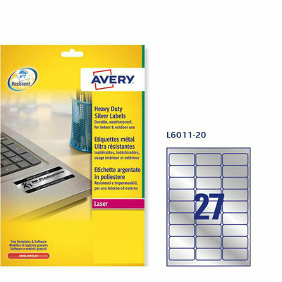 Product Αυτοκόλλητες Ετικέτες Avery Zweckform 63,5 x 29,6 mm Ασημί base image