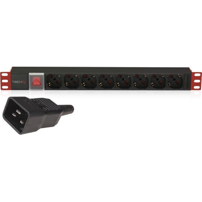 Product Πολύπριζο Techly Rack 19" 1U, 8x Schuko, καλώδιο C20 3m base image