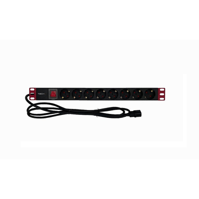 Product Πολύπριζο Techly Rack 19" 1U, 8x Schuko, καλώδιο C14 2m base image