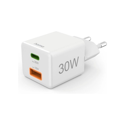 Product Φορτιστής Πρίζας Hama Mini 30W PD/QC (1x USB-C, 1x USB-A) Λευκός base image