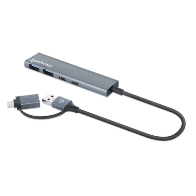 Product USB Hub Manhattan 4-Port USB A/C Hub 2x USB-A 2x USB-C Ports base image