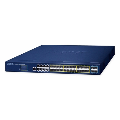 Product Network Switch Planet 16-Port Managed w/ Redundant Power GS-6311-16S base image
