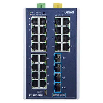 Product Network Switch Planet Industrial L2+ 24-Port Managed IGS-4215-24T4X base image