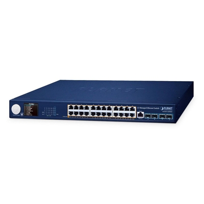 Product Network Switch Planet 24-Port PoE+ Managed w/ LCD Screen GS-6311-24P base image