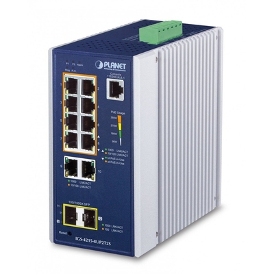 Product Network Switch Planet Industrial 8-Port Managed IGS-4215-8UP2T2S base image