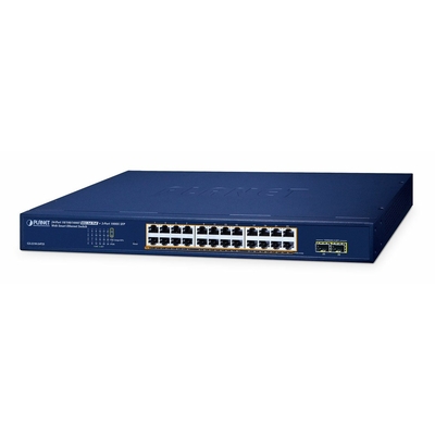 Product Network Switch Planet 24-Port Poe+ Web Smart GS-2210-24P2S base image