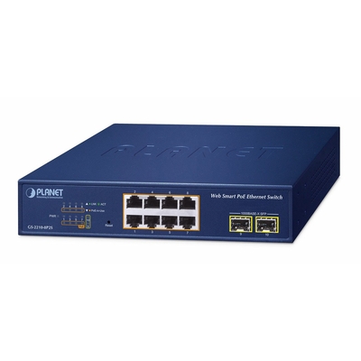 Product Network Switch Planet 8-Port Poe+ Web Smart GS-2210-8P2S base image