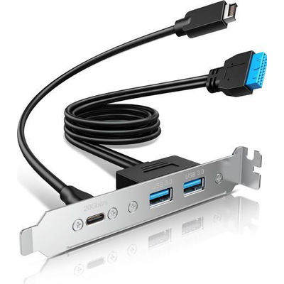 Product Back Panel GrauGear Multi PCI Blende 1x USB-C, 2x USB-A base image