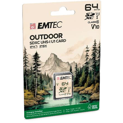 Product Κάρτα Μνήμης SD 64GB Emtec UHS-I U1 V10 Outdoor base image