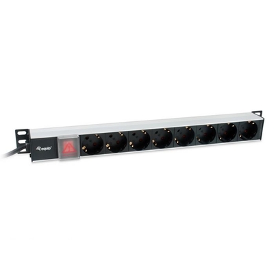 Product Πολύπριζο Equip 19"(1HE)8fach Schukon. 3.0m Alu Sch base image