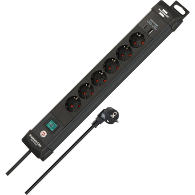 Product Πολύπριζο Ασφαλείας Κεφαλής Brennenstuhl Premium Line 6fach Black *DE* base image