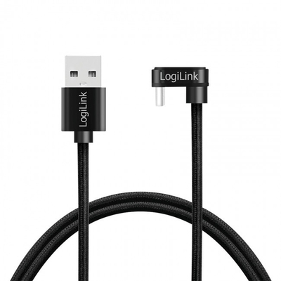 Product Καλώδιο USB Logilink USB-A σε USB-C 3.0m με πλέξη, γωνιακό, μαύρο base image