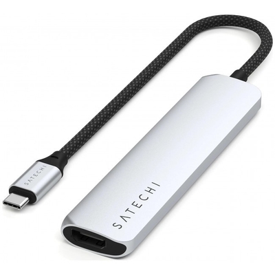 Product Docking Station Satechi Slim Multiport 6 σε 1 (USB-C, 2xUSB-A, 4K HDMI, micro/SD) Ασημί base image