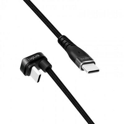 Product Καλώδιο USB Logilink USB-C 3.0m με πλέξη, γωνιακό, μαύρο base image
