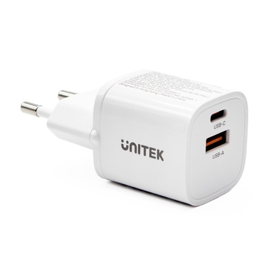 Product Φορτιστής Πρίζας Unitek 1x USB-A & 1x USB-C QC 33W λευκός base image