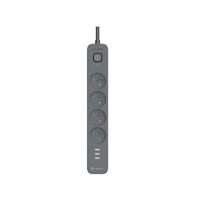Product Πολύπριζο Ασφαλείας Tracer Power Line+ – 1.5m, 4 θέσεις + USB-A, γραφίτης base image