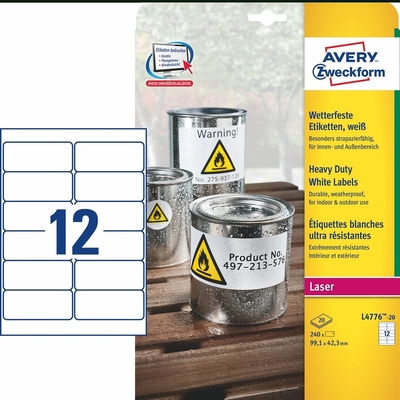 Product Αυτοκόλλητες Ετικέτες Avery Heavy Duty 99,1 x 42,3 mm base image