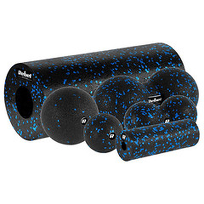Product Foam Roller Rebel set, mini roller, 2 balls, 2 duoballs, 6 pieces, Black and blue, EPP material base image