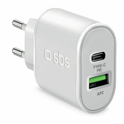Product Φορτιστής Πρίζας SBS TETRPD20W 20W USB-A USB-C - White base image