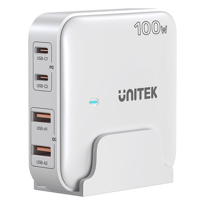 Product Φορτιστής Πρίζας Unitek GaN 100W 2xUSB-A 2xUSB-C White base image