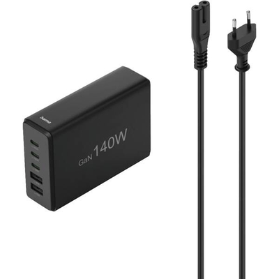 Product Φορτιστής Laptop 140W Hama GaN PD/QC 3x USB-C, 2x USB-A Black base image