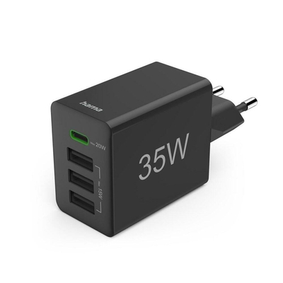 Product Φορτιστής Πρίζας Hama 35W PD/QC 1x USB-C, 3x USB-A Black base image