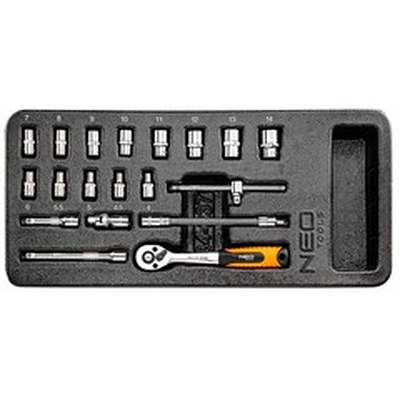 Product Σετ Καστάνιες & Καρυδάκια Neo Tools 1/4" socket wrenches, set of 19, insert base image