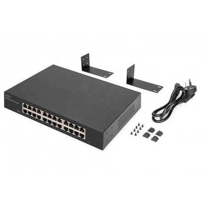 Product Network Switch Digitus 24-Port Gigabit, 19" unmanaged Black base image