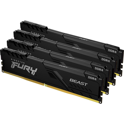 Product Μνήμη RAM Σταθερού DDR4 64GB Kingston 3600 CL18 KIT (4x16GB) FURY Beast Bl Kit base image