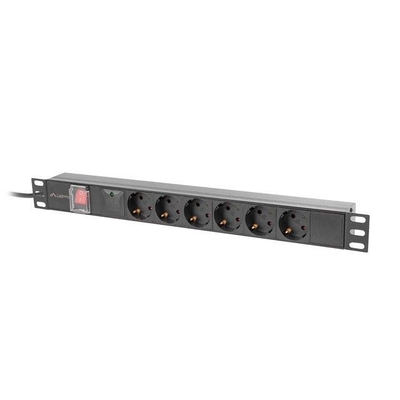 Product Πολύπριζο Rack Lanberg 2m 6x Schuko +Schalter 19" C14 schw base image