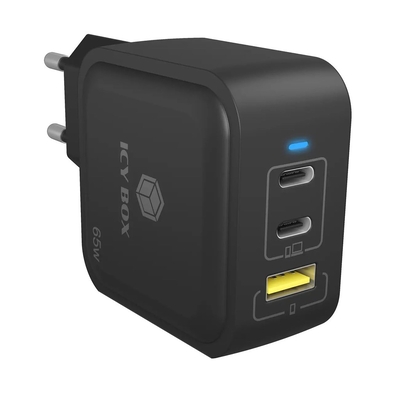 Product Φορτιστής Πρίζας 3-Port Icy Box 65W GaN with PD 3.0 base image
