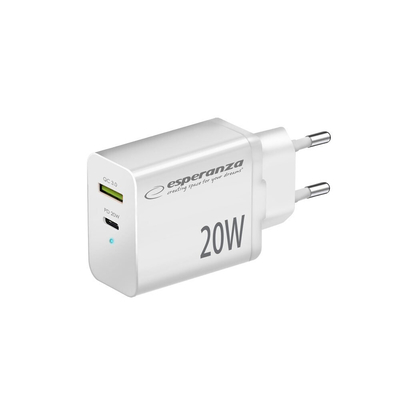 Product Φορτιστής Πρίζας Esperanza EZC105W mains Charger 20W White base image