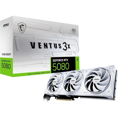 Product Κάρτα Γραφικών MSI VENTUS GEFORCE RTX 5080 16G 3X OC White NVIDIA 16GB GDDR7 base image