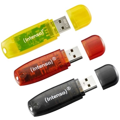 Product USB Flash 8GB Intenso Rainbow Line 2.0 Multipack x3 bunt base image