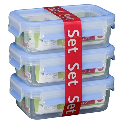 Product Δοχεία Φαγητού Emsa Food Clip&Close transp./blue 3p Pack 0,55L base image