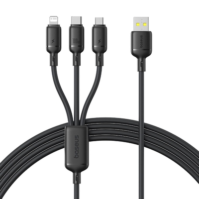 Product Καλώδιο USB Baseus Rapid Series 3-in-1 USB-A 100W 1.5m, Black base image