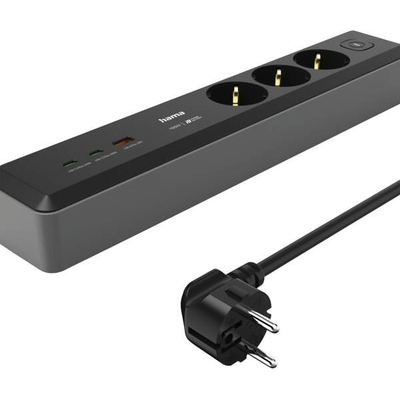 Product Πολύπριζο με USB Hama 3 nests SCHUKO, 1,4M, 2 USB-C, 1 USB-A, Power Delivery, 100W base image