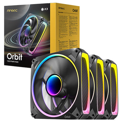 Product Case Fan 12cm Antec Orbit 120 ARGB PWM Black set of 3 base image