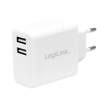 Product Φορτιστής Πρίζας Logilink 230V 2xUSB-A 12W White base image
