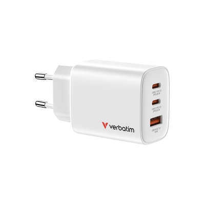 Product Φορτιστής Πρίζας Verbatim GaN III Essentials 3 Port 65W USB-A/C White base image