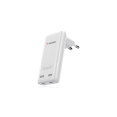 Product Φορτιστής Πρίζας Verbatim GaN III Fold ´n´ Go 2 Port 65W USB-C White base image