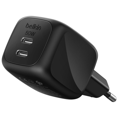 Product Φορτιστής Πρίζας Belkin Dual USB-C 50W PD + PPS ,Black WCH019kqBK base image