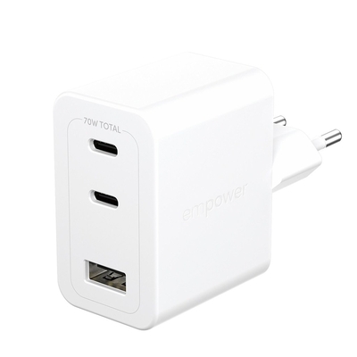 Product Φορτιστής Πρίζας PanzerGlass empower 70W 2x USB-C 1x USB-A White base image