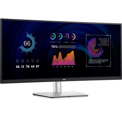 Product Monitor 34" Dell (3440x1440) P3424WE WQHD IPS Curved 60Hz HDMI DP USB-Hub Black/Silver base image