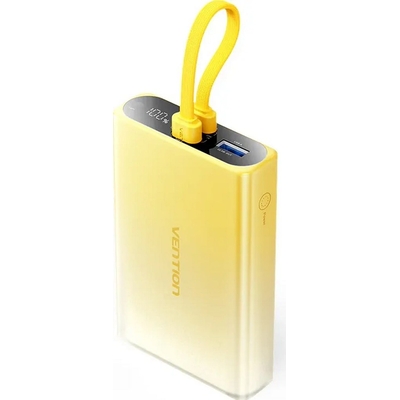 Product Powerbank Vention 10000 mAh USB-C + Lightning + USB-A 22.5W with display LED Yellow base image