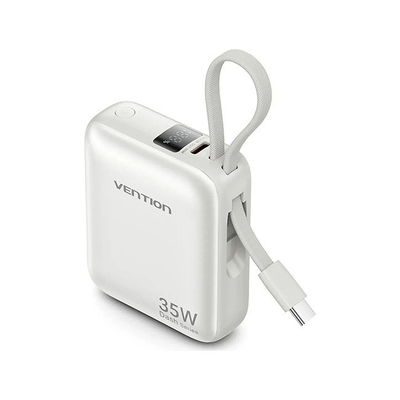 Product Powerbank Vention 10000mAh 35W PD with built-in cable USB-C Μπεζ base image