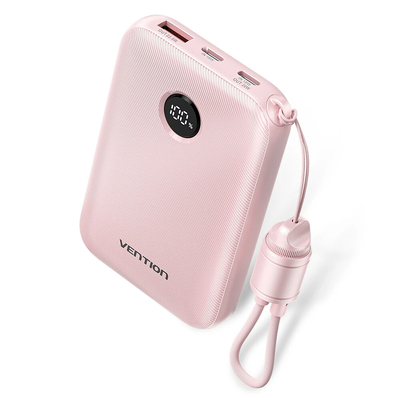 Product Powerbank Vention 10000mAh 2 x USB-C 1x USB-A with display 22.5W Pink base image