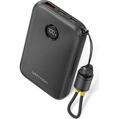 Product Powerbank Vention 10000mAh 2 x USB-C 1x USB-A with display 22.5W Black base image