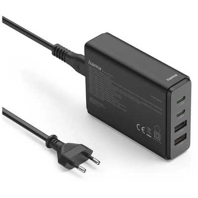 Product Φορτιστής Πρίζας Hama GaN 65W PD/QC 2x USB-C, 2x USB-A Black base image